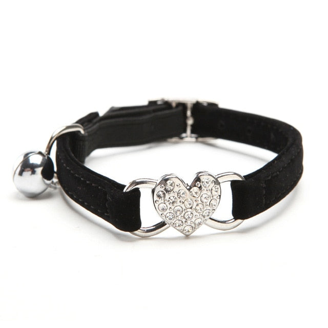 Heart Cat Collar -  Adjustable with Soft Velvet Material