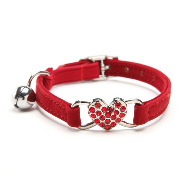 Heart Cat Collar -  Adjustable with Soft Velvet Material