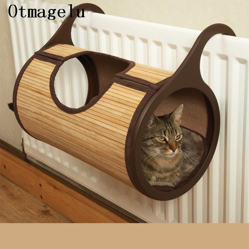 Natural Bamboo Cat Bed - Tent Beautiful Tunnel - Hanging Wall