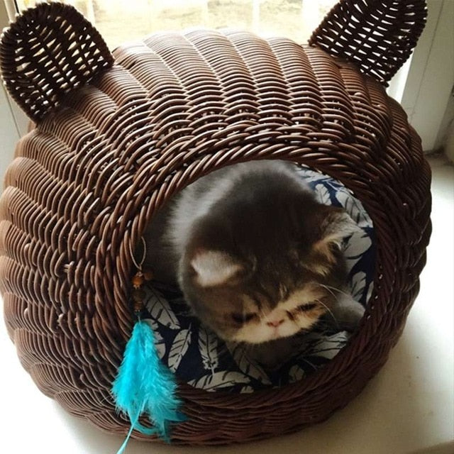 Indoor Woven basket bed for Cat/Kitten/Puppy/Dog